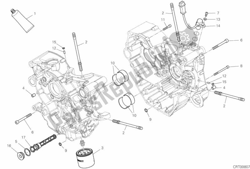 All parts for the 10a - Half-crankcases Pair of the Ducati Multistrada 950 USA 2019